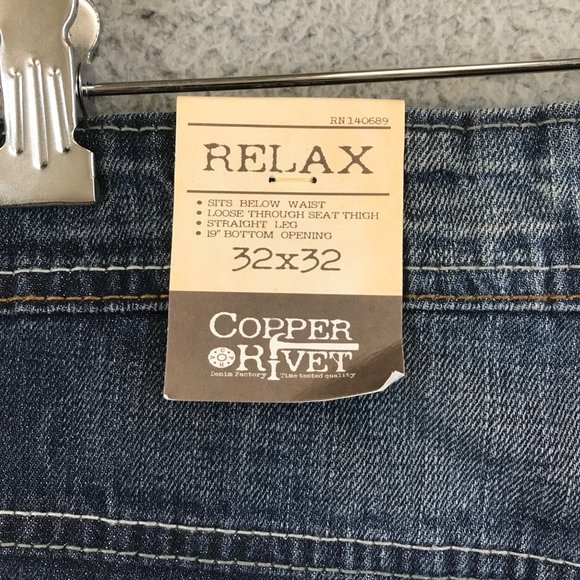 New Copper Rivet Relaxed Straight Jeans Mens size 32x32 - Picture 13 of 14